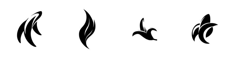 Collection of silhouettes depicting various natural elements in a minimalist style suitable for design projects