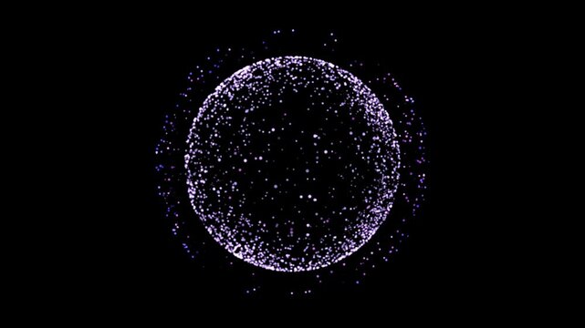AI Particles Sphere Animation to depict AI Technology processing or generating the AI Content – 8-second seamless loop on a black background.