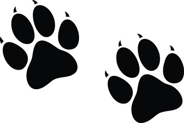 Wild Animal Paw Prints with Claws – Black Silhouette Tracks of Bear or Wolf for Wilderness, Forest, Hunting, Adventure, or Nature-Themed Designs – Vector Graphic for Signage or Apparel