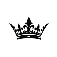 Bold Black Crown Icon: Royalty, Power, Success, Leadership, Vintage Style Graphic Design Element