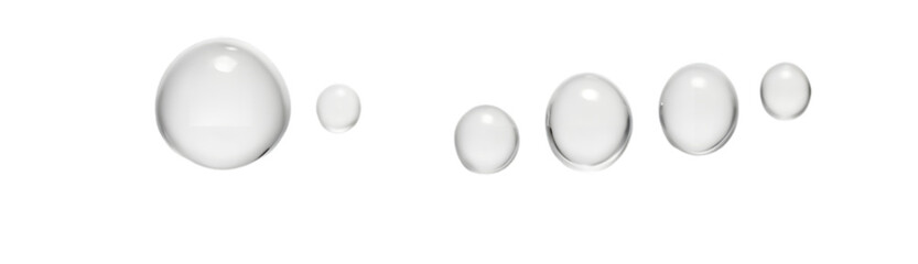 Transparent water drops isolated on white background. Vector water droplets on PNG. Summer product design elements 