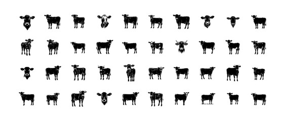 Cow Bundle Silhouette - 40 Vector