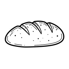 Loaf of Bread Illustration: A simple line drawing of a loaf of bread, perfect for bakery menus, cooking blogs, or educational materials. 