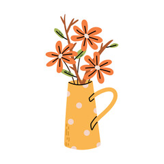 Flowers in a vase with a handle