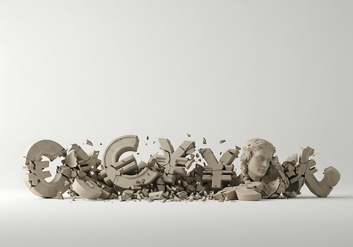 Crumbling Currency: A Sculptural Depiction of Financial Instability