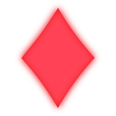 Obraz premium Red Glowing Diamond Playing Card Symbol – Neon Style Vector on Transparent Background