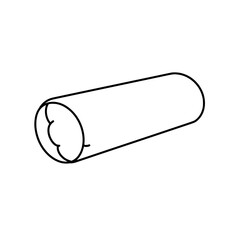 Bolster Pillow Line Drawing: A simple line drawing of a cylindrical bolster pillow, ideal for design projects needing a clean and minimalist aesthetic.