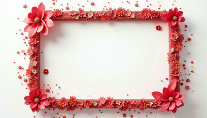 red and white frame with flower