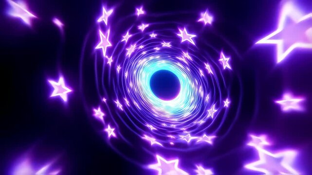Neon Stars Orbiting Black Hole in Spiraling Motion