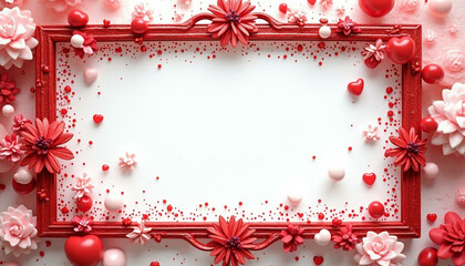 Christmas background with red ribbon with frame