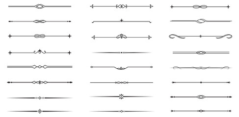 Set of Vintage decorative lines. text dividers. Line border. Lines separators, Borders, Vintage dividers, Underline elements. Vector illustration