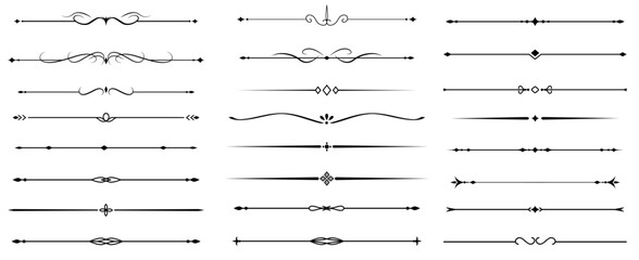 Set of Vintage decorative lines. text dividers. Line border. Lines separators, Borders, Vintage dividers, Underline elements. Vector illustration