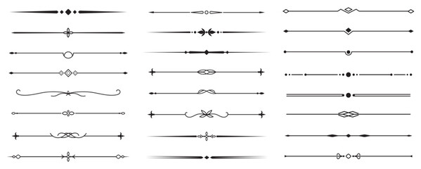 Set of Vintage decorative lines. text dividers. Line border. Lines separators, Borders, Vintage dividers, Underline elements. Vector illustration