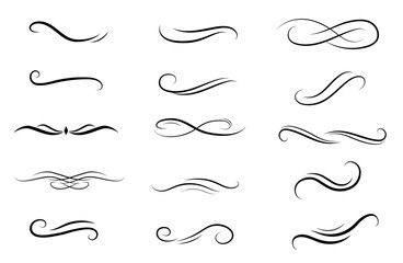 Set of Vintage decorative lines. text dividers. Line border. Lines separators, Borders, Vintage dividers, Underline elements. Vector illustration