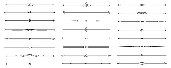 Set of Vintage decorative lines. text dividers. Line border. Lines separators, Borders, Vintage dividers, Underline elements. Vector illustration
