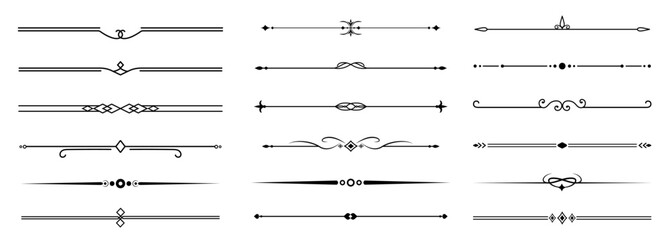 Set of Vintage decorative lines. text dividers. Line border. Lines separators, Borders, Vintage dividers, Underline elements. Vector illustration