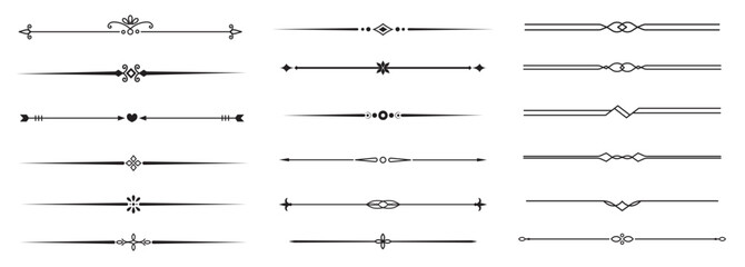 Set of Vintage decorative lines. text dividers. Line border. Lines separators, Borders, Vintage dividers, Underline elements. Vector illustration