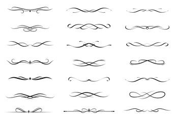 Set of Vintage decorative lines. text dividers. Line border. Lines separators, Borders, Vintage dividers, Underline elements. Vector illustration
