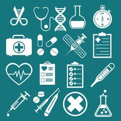 Medical icons healthcare medicine and science symbols