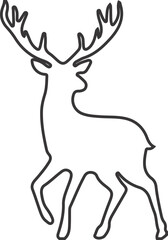 Elegant outline silhouette of a majestic stag with antlers on a white background