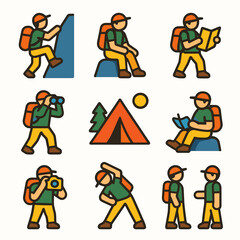 Colorful Hiking Icons
