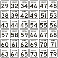 Fototapeta premium Collection of Indiana Route shields used in the United States