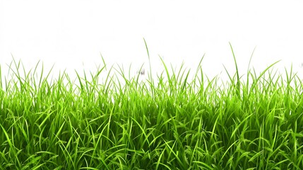 Fototapeta premium Lush Green Grass Border Isolated on White Background