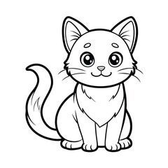 Obraz premium Adorable Cat Coloring Page- Fun and Easy Cat Illustration for Kids to Color and Learn