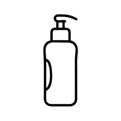 Fototapeta premium Lotion bottle icon in black outline style on white background