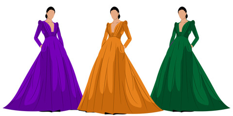 Vector illustration of beautiful woman wearing beautiful dress