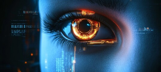 Futuristic AI System Analyzing Biometric Data Streams in a High-Tech Environment Displayed Visually