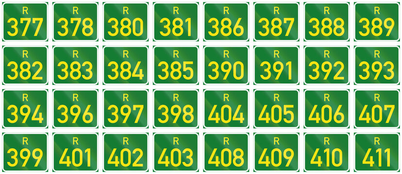 Collection of South African Regional route signs