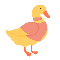 Cute Animal Illustration – Duck in Pink Outfit and Scarf