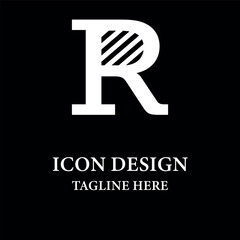 Letter R Line Logo Icon with Elegant Vector Template