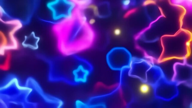 Playful Neon Stars Bouncing in Fantastical Space