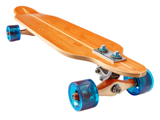 Longboard for street skating on white field