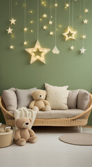 Kids decoration in the room with stars and moon