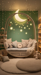 Kids decoration in the room with stars and moon