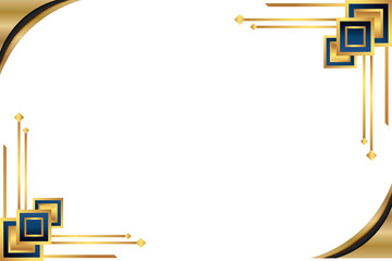 Elegant Gold and Blue Art Deco Frame Design Perfect for Invitations, Certificates, or Presentations