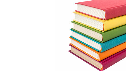 Stack of colorful rainbow books isolated on a transparent background