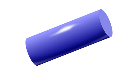 光沢のある青い円柱。金属光沢。ツルツルの質感。