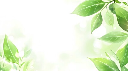 Obraz premium Vibrant Green Leaves Watercolor Background Spring Nature