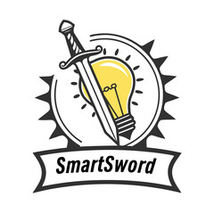 Stylish logo design featuring a sword and lightbulb for SmartSword.