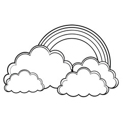 Obraz premium Cloud flat design black outline on a white background