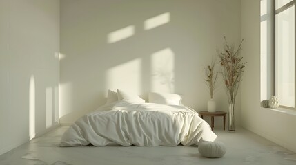 Sleek and Minimalist Teen Bedroom with Uncluttered Design Home Mockup 3D Render