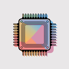 Vector SVG Design of a Colorful CPU Icon with Geometric Elements Modern Style