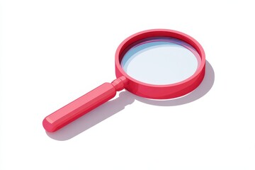 Isometric Magnifying Glass Icon on White Background. Symbol for Search and Exploration