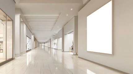 Sleek Minimalist Shopping Center with Clean Architectural Design and 3D Rendered Interior