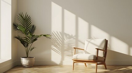 Sleek Wooden Frame with a Modern Minimalist Chair in a Simple Setting