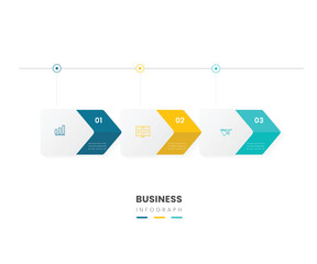 3 part business infograph showing work timeline 